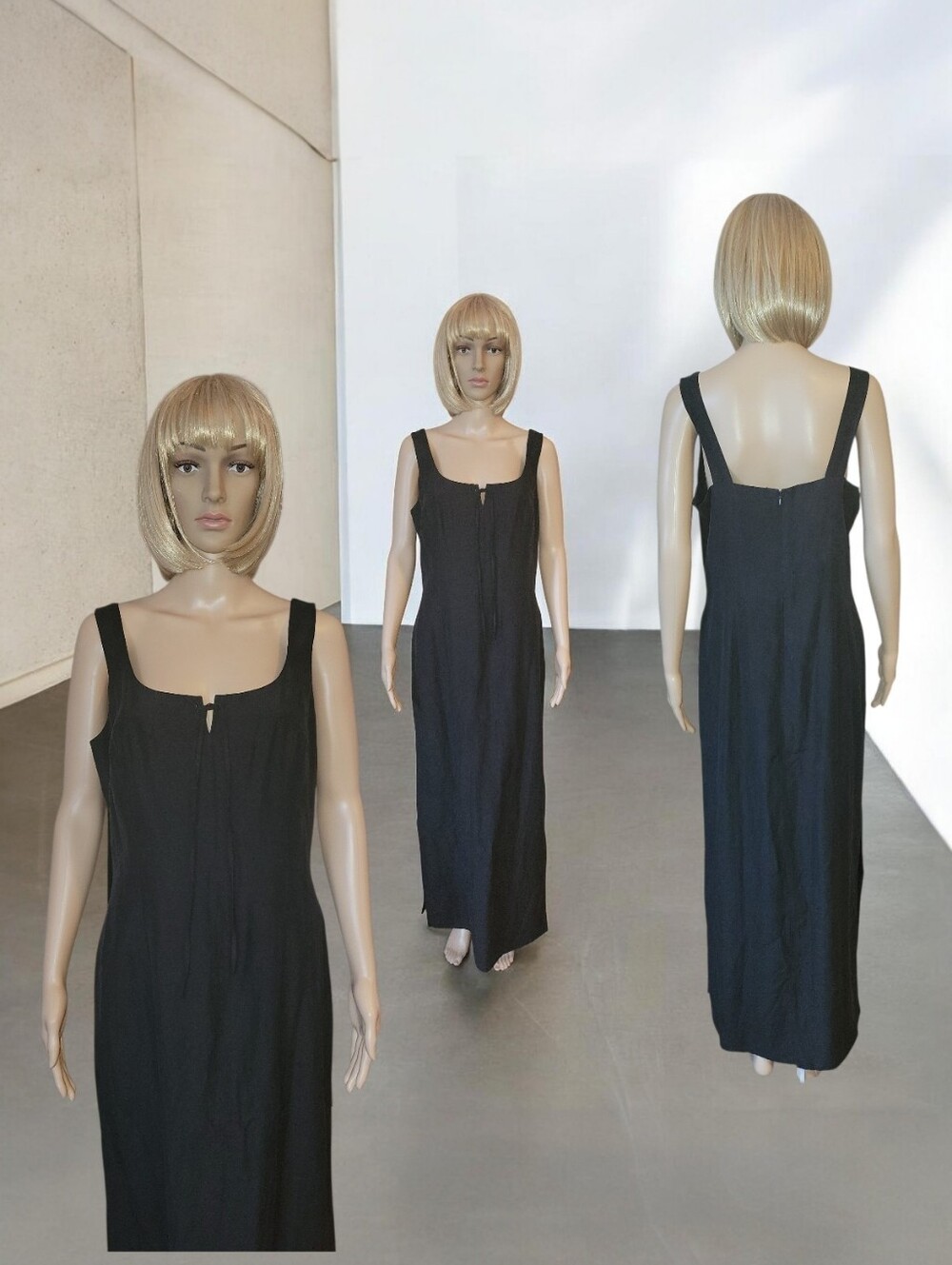 August Silk Maxi Dress, Silk/ Linen Blend, Black, 12, NWOT - Picture 3 of 11